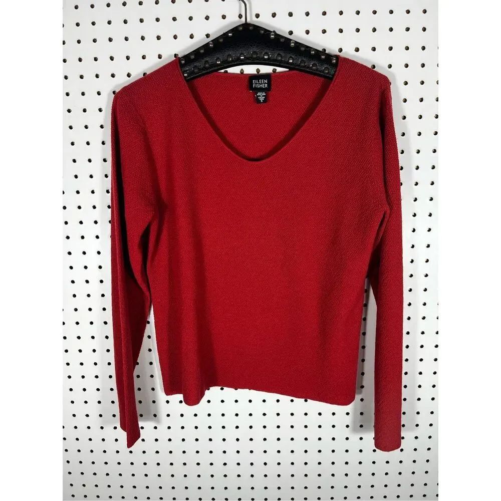 Eileen Fisher V neck Italian yarn wool top size S